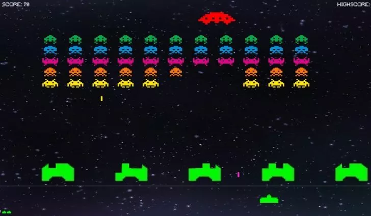 A screenshot of the classic game Space Invaders.